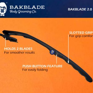 baKblade 2.0 Back Shavers for Men: The DIY Back Hair Shaver for Men with Safety Blade Technology & Ergonomic Handle, Wet or Dry Shaving (Extra Blades Included)