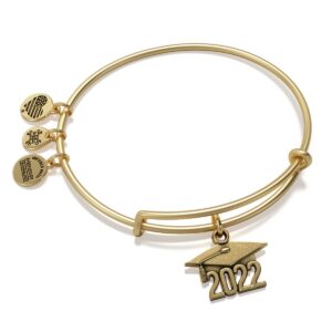 Alex and Ani Path of Symbols Expandable Bangle for Women, 2022 Graduation Cap Charm, Rafaelian Gold Finish, 2 to 3.5 in