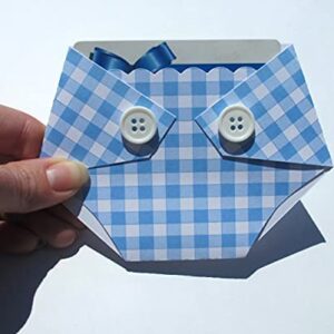 Pink or Blue Plaid Diaper Shaped Gift Card Holder-Game Prize Winner (Light Blue Plaid)