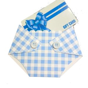 Pink or Blue Plaid Diaper Shaped Gift Card Holder-Game Prize Winner (Light Blue Plaid)