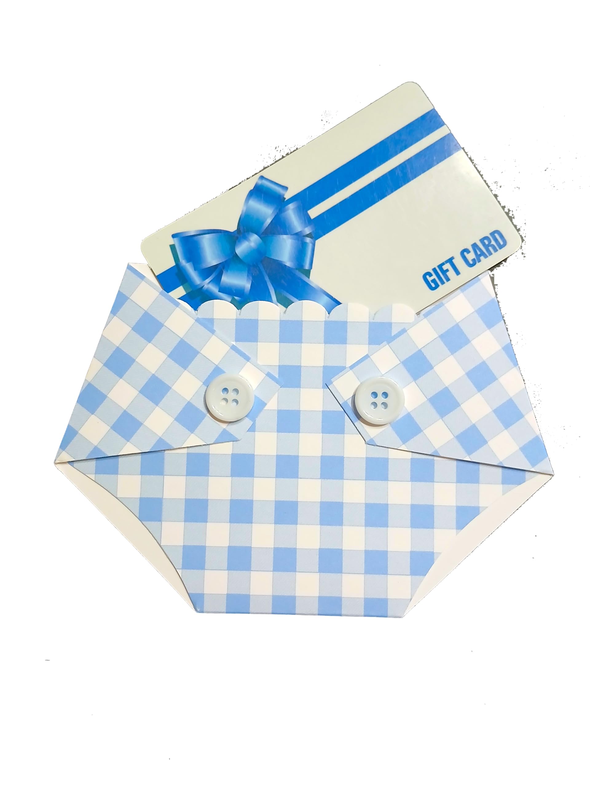 Pink or Blue Plaid Diaper Shaped Gift Card Holder-Game Prize Winner (Light Blue Plaid)