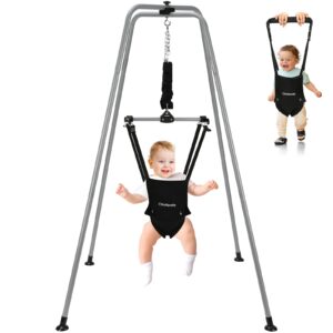 Cowiewie Baby Jumper with Strong Support Stand, w/Walking Harness Function, Baby Exerciser Quick-Fold and Storage