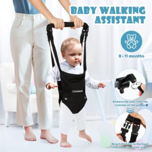 Cowiewie 2 in 1 Baby Jumper with Strong Support Stand, w/Walking Harness Function, Baby Exerciser Quick-Fold and Storage, White+Black