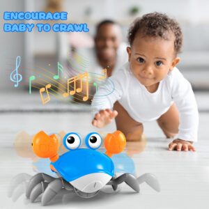 ZHVV Crawling Crab Toy, Infant Tummy Time Baby Toys, Fun Interactive Dancing Walking Moving Toy Babies Sensory Induction Crabs with Music, Baby Toy Boys Girls Toddler Birthday Gifts