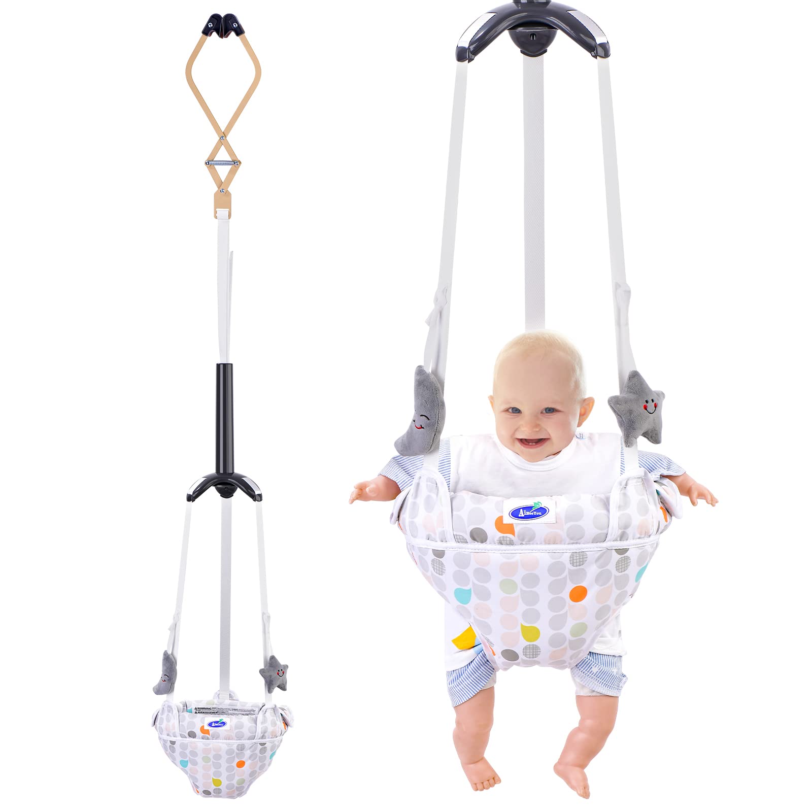 Baby Doorway Jumper, Baby Jumper for Indoor/Outdoor Play, Doorway Jumper for Baby with Adjustable Strap, Easy to Assemble & Store(Ideal Gift for 6-24 Months)