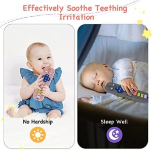 Hooku 2 Pack Teething Toys for Babies 0-6 Months, Silicone Teethers for Babies 6-12 Months, Remote Teether for Baby, Sensory Toys for Babies, Baby Chew Toys, Toddler Infant Newborn Baby Girl Boy Gifts