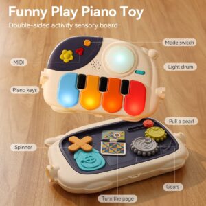 Baby Play Mat Gym,4-in-1 Baby Kick and Play Piano Tummy Time Mat Learning Walker-Musical Activity Center with Lights Seat and Push Walkers Ideas for Baby Newborn 0-6-12 18 Months Boy Girl