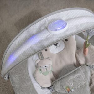 Ingenuity InLighten Baby Bouncer Seat with Light Up-Toy Bar and Bear Tummy Time Pillow Mat - Nate, Newborn and up