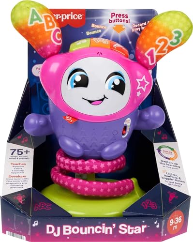 Fisher-Price Baby & Toddler Learning Toy DJ Bouncin’ Star with Music Lights & Bouncing Action for Ages 6+ Months