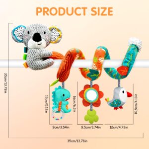 XIXILAND Car Seat Toys Baby Toys 0-3 Months Developmental, Stroller Toys Infant Toys 0-6 Months Newborn Toys, Carseat Toys for Infants 0-12 Months with Dinosaur, Lion Mirror, Teether