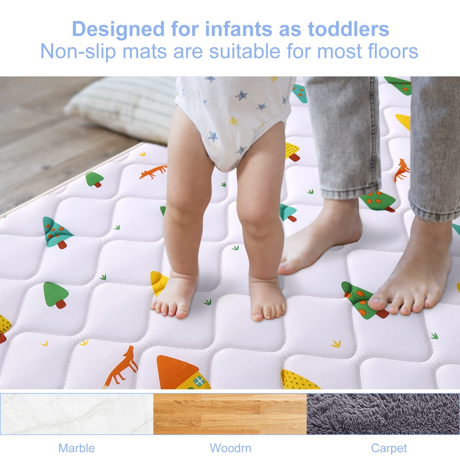 Odorless Premium Foam Baby Play Mat 71" X 59", Extra Large Activity Playmats for Babies,Toddlers, Infants, Soft Thicker Baby Mat for Floor, Play & Tummy Time, Machine Washable for Easy Care