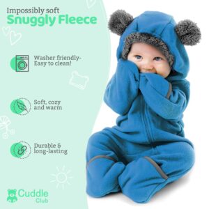 Fleece Baby Bunting Bodysuit – Infant One Piece Kids Hooded Romper Outerwear Toddler Jacket