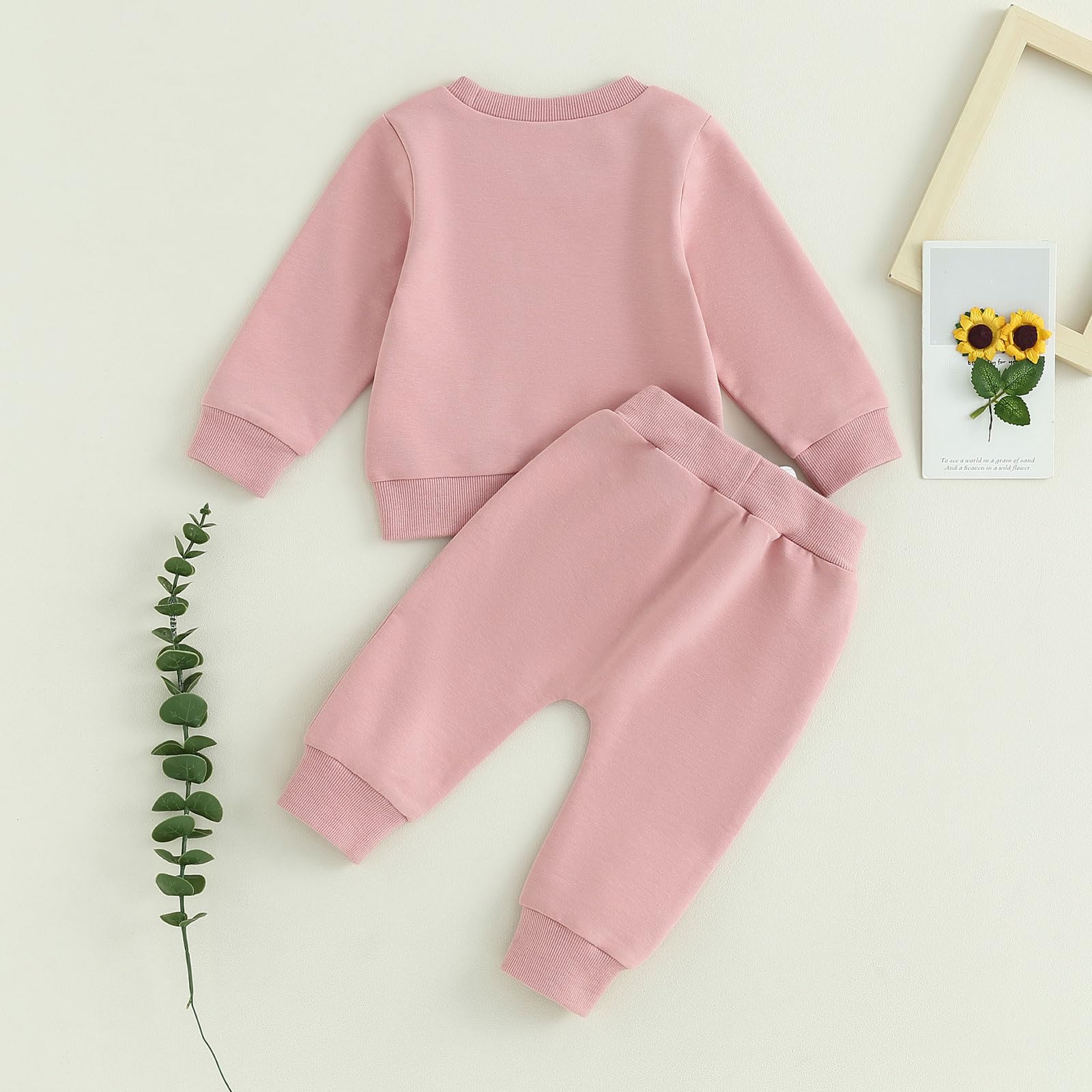 Baby Girl Clothes Daddy Mama Saying Outfits Long Sleeve Fall Winter Infant Toddler Sweatshirt Top Pants Set (Pink, 0-6 Months)