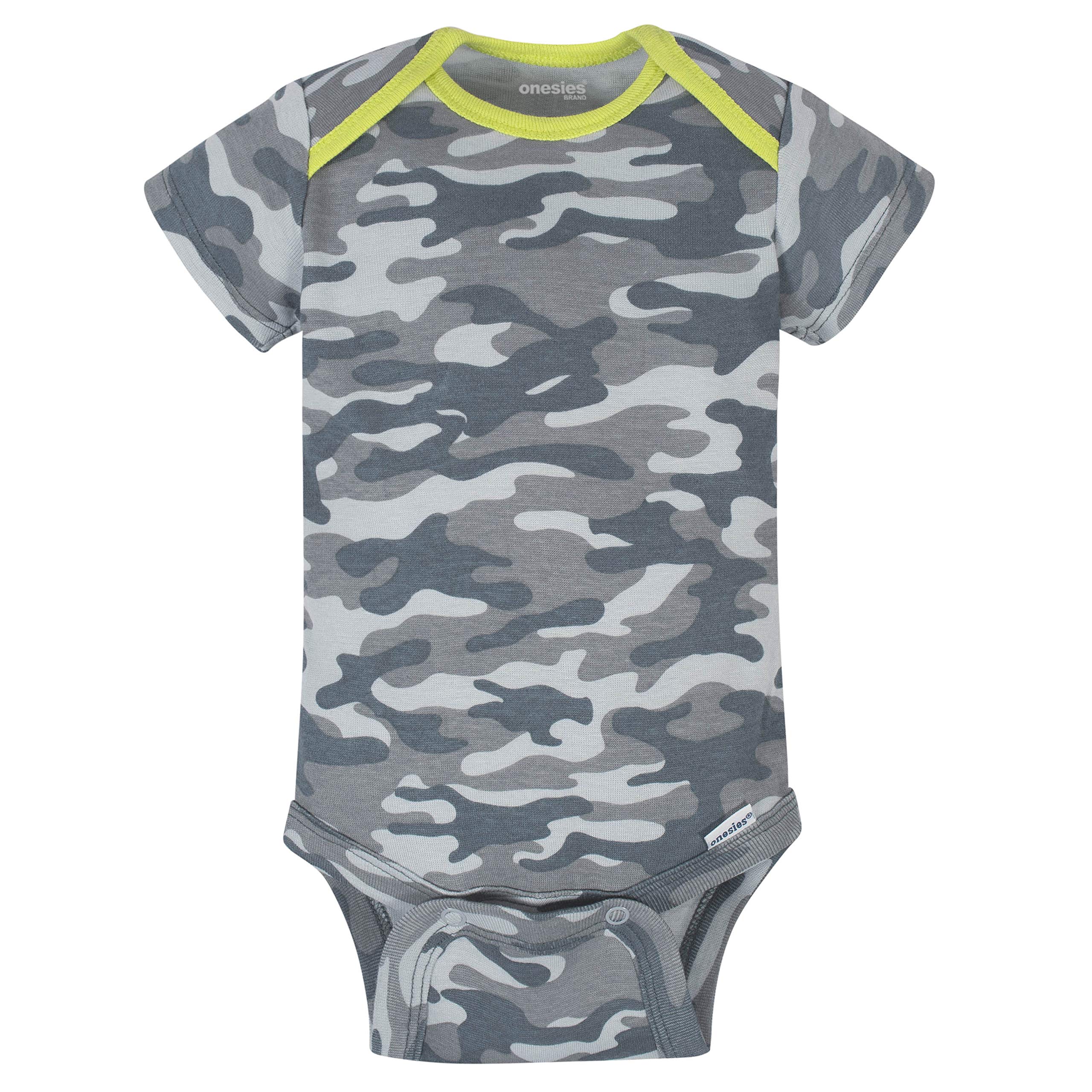 Onesies Brand Baby 3 Onesies 3 Pants Outfit Bundle Mix n Match Newborn to 12M, Grey Green Camo Dino, 0-3 Months