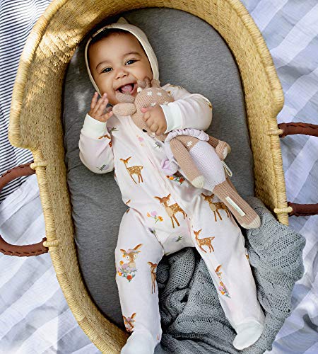 Burt's Bees Baby Girls Pajamas, Sleep and Play Loose Fit, 100% Organic Cotton Soft One-piece PJs, Sizes NB to 6-9 Months, Sweet Doe, 6 Months