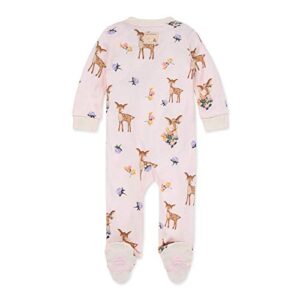 Burt's Bees Baby Girls Pajamas, Sleep and Play Loose Fit, 100% Organic Cotton Soft One-piece PJs, Sizes NB to 6-9 Months, Sweet Doe, 6 Months