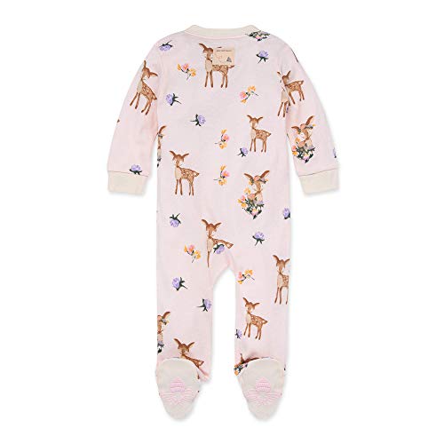 Burt's Bees Baby Girls Pajamas, Sleep and Play Loose Fit, 100% Organic Cotton Soft One-piece PJs, Sizes NB to 6-9 Months, Sweet Doe, 6 Months