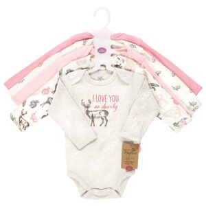 Touched by Nature Unisex Baby Organic Cotton Long-Sleeve Bodysuits, Girl Woodland, 9-12 Months