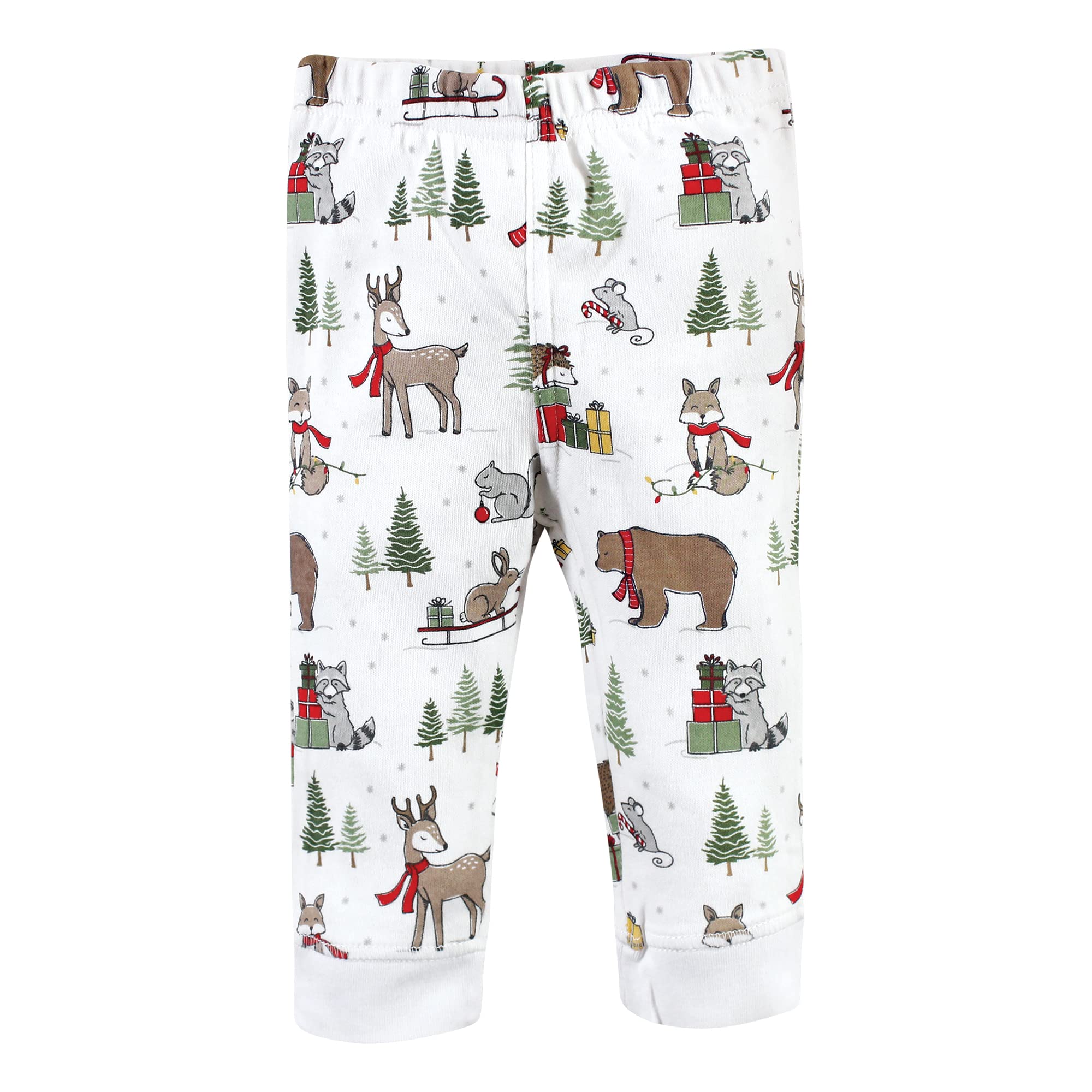 Hudson Baby Unisex Baby Cotton Pants and Leggings, Christmas Forest, 12-18 Months