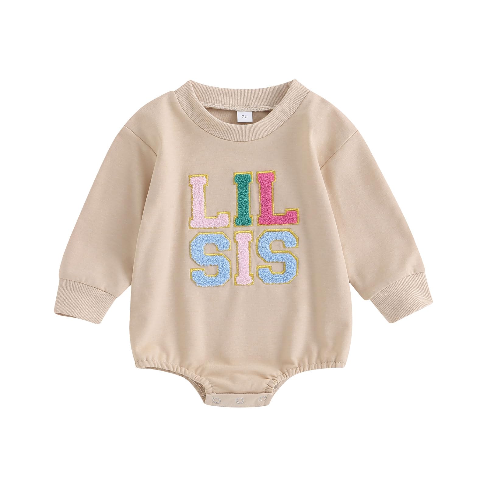 Infant Baby Girl Fall Outfit Sweatshirt Romper Letter Embroidery Jumpsuit Big Lil Sis Matching Newborn Winter Clothes