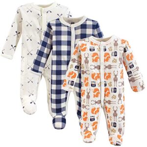 hudson baby unisex baby cotton preemie sleep and play, forest