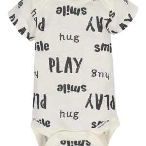 Onesies Brand Unisex Baby 8-Pack Short Sleeve Mix & Match Bodysuits, Play Smile & Hug Neutrals, 3-6 Months