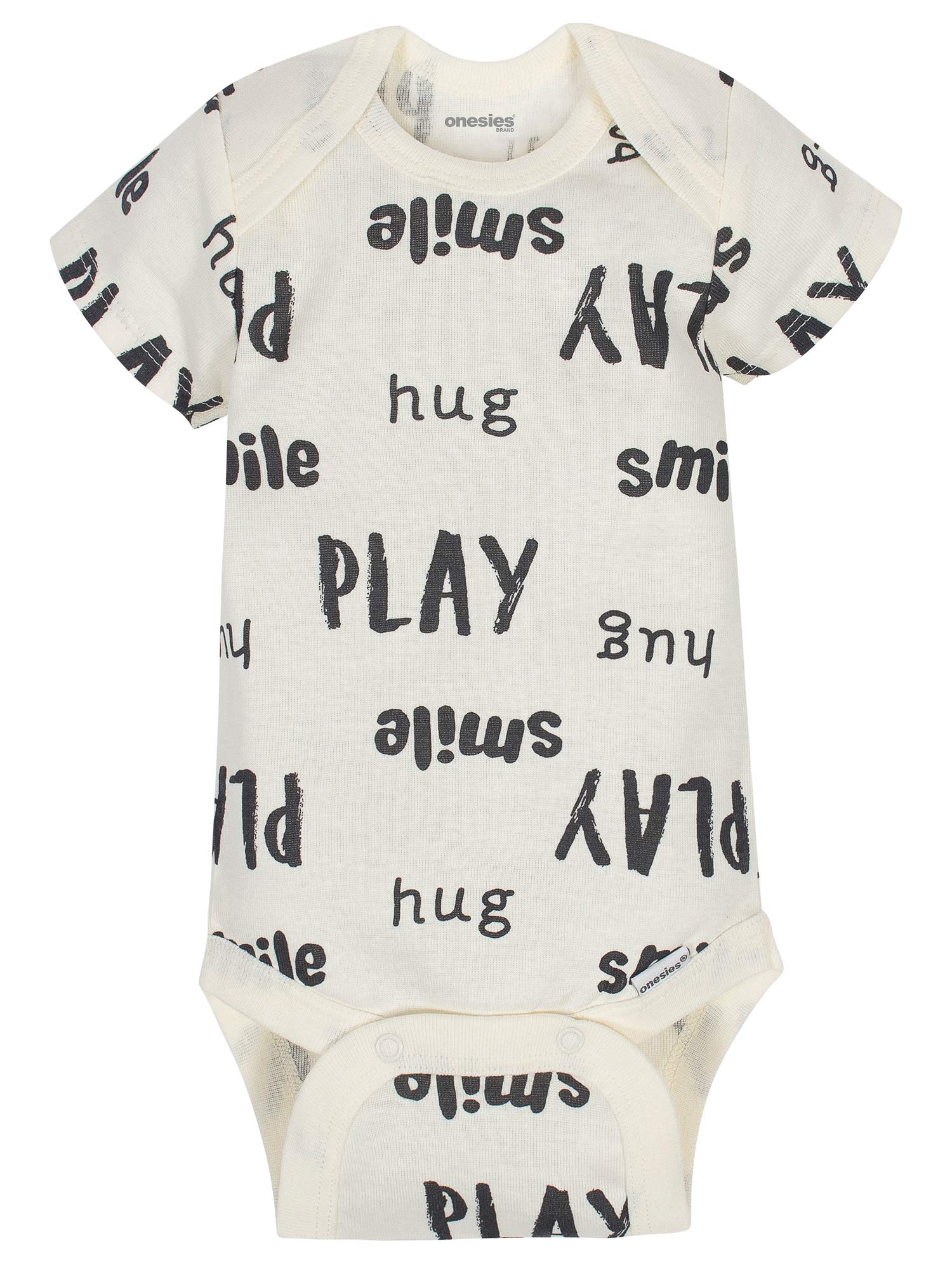 Onesies Brand Unisex Baby 8-Pack Short Sleeve Mix & Match Bodysuits, Play Smile & Hug Neutrals, 3-6 Months