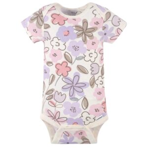 Gerber Baby Girls' 4-Pack Short Sleeve Onesies Bodysuits, Bunny Ballerina Purple, 0-3 Months