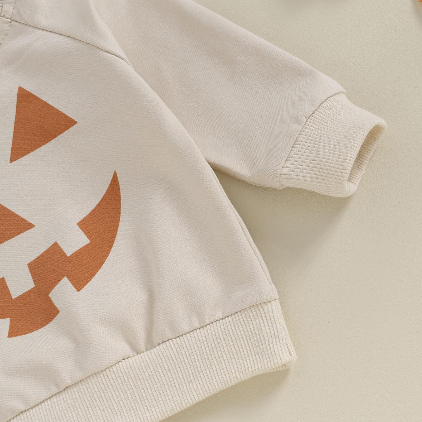 Toddler Baby Boy Halloween Clothes Long Sleeve Letter Sweatshirt Tops Stretch Jogger Pants Infant Fall Winter Outfit (Face Light Khaki, 18-24 Months)