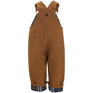 Carhartt Baby Boys' Canvas Overall Flannel Lined, Brown, 12 Months