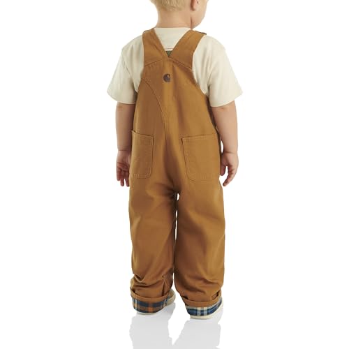 Carhartt Baby Boys' Canvas Overall Flannel Lined, Brown, 12 Months