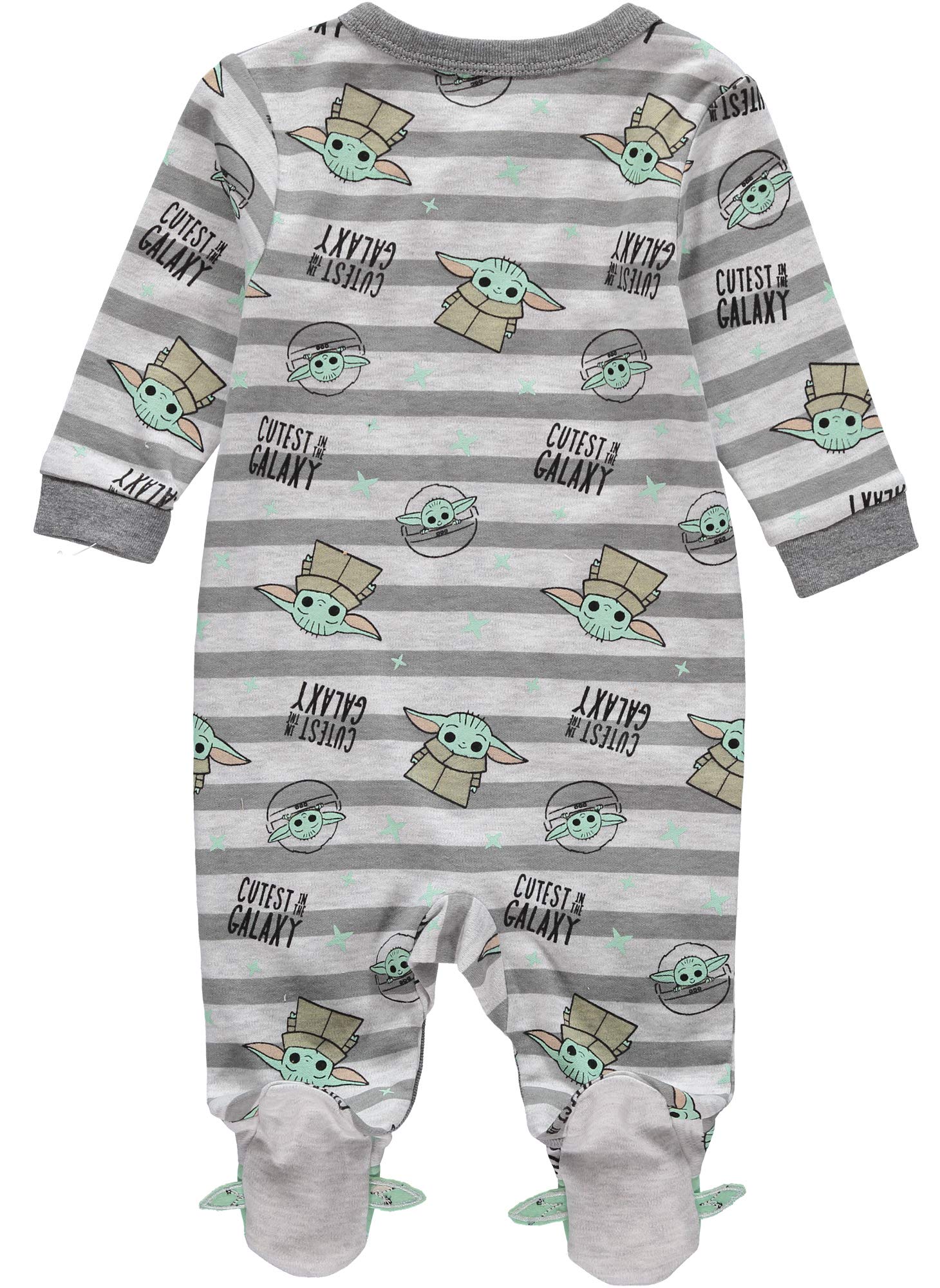 Happy Threads Star Wars Baby Boys One Piece Sleeper - Footed Baby Pajamas - Baby Boy Clothes - Footie Pajamas (Grey/Green/Brown, 3-6 Months)