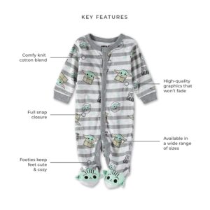 Happy Threads Star Wars Baby Boys One Piece Sleeper - Footed Baby Pajamas - Baby Boy Clothes - Footie Pajamas (Grey/Green/Brown, 3-6 Months)