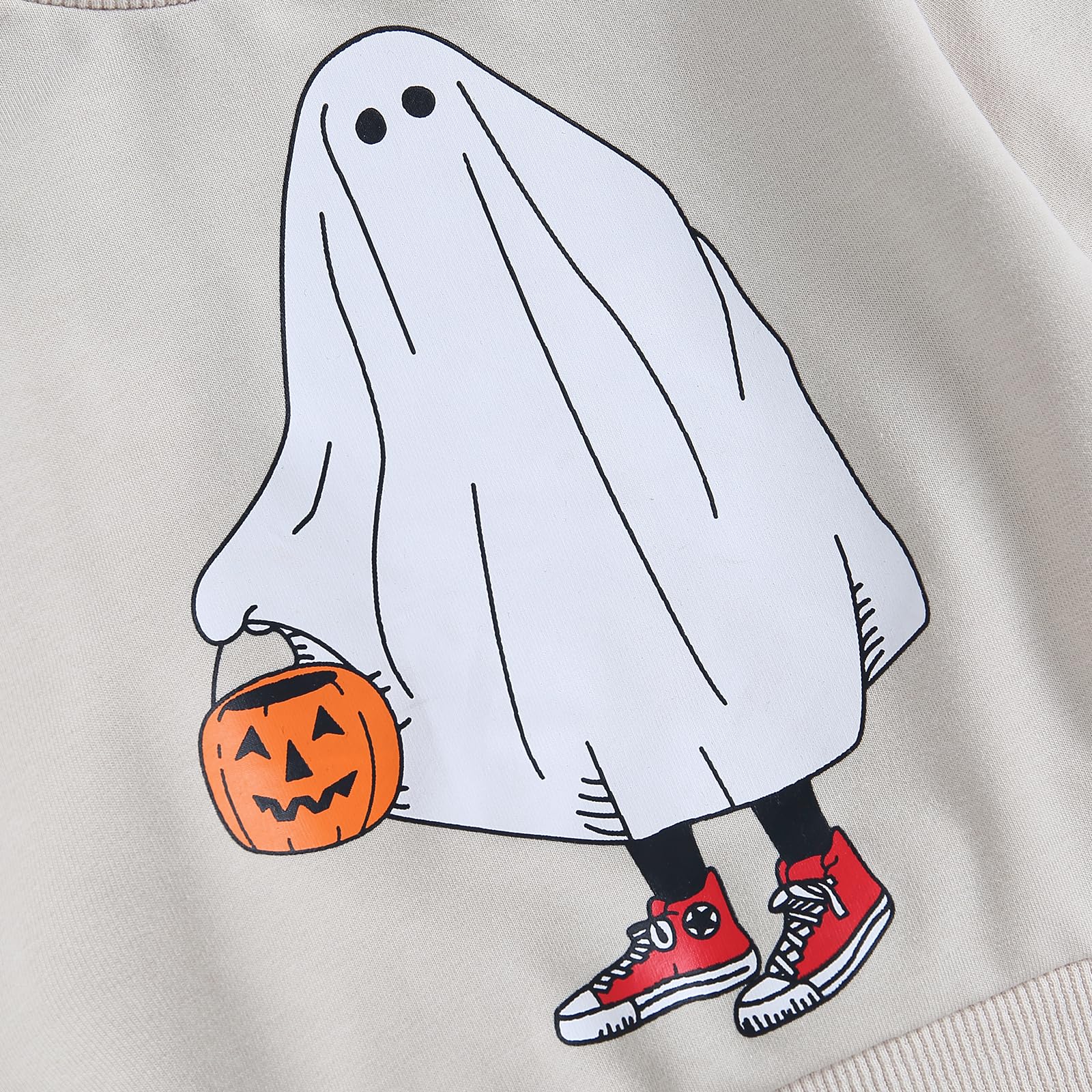 Lucikamy Toddler Baby Boy Halloween Outfit Long Sleeve Ghost/Pumpkin Sweatshirt Tops Elastic Pants 2PCS Fall Winter Clothes (Light Grey, 18-24 Months)