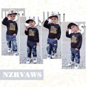 NZRVAWS 18 Months Boy Clothes Toddler Boy Clothes 24 Months Long Sleeve Sweater Hoodie Top + Ripped Jeans Long Pants Clothes Set Fall Winter