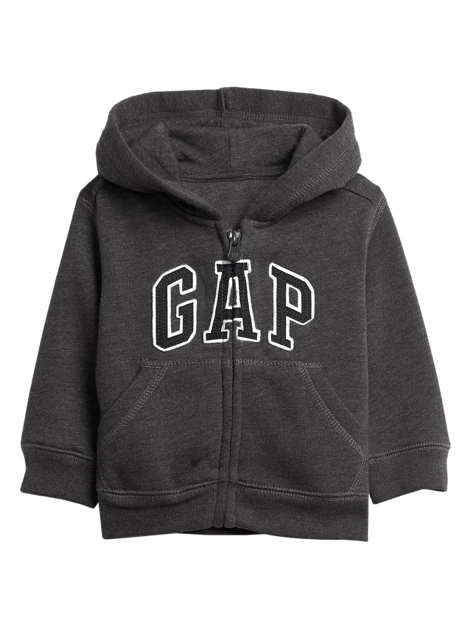 GAP baby boys Logo Zip Hoodie Sweatshirt, Charcoal Grey B65, 6-12 Months US