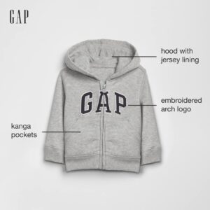 GAP baby boys Logo Zip Hoodie Sweatshirt, Charcoal Grey B65, 6-12 Months US