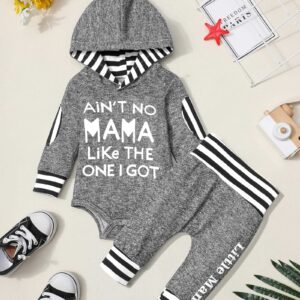 Fommy Baby Boy Clothes 0-3 Months boy clothes Letter Print Hoodies+Little Man Stripe Long Pants 2PCS Infant Boy Outfit Baby Boy Stuff Gifts Clothing Set