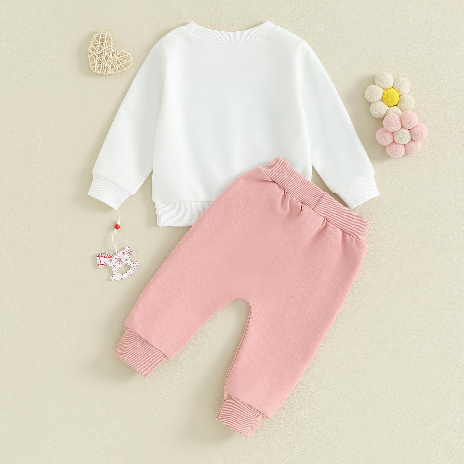 Socutebabe 2Pcs Set Infant Baby Girl Fall Clothes Mamas Girl Long Sleeve Crewneck Sweatshirt+Joggers Pants Winter Outfit Set (Mamas Girl-White,6-12 Months)