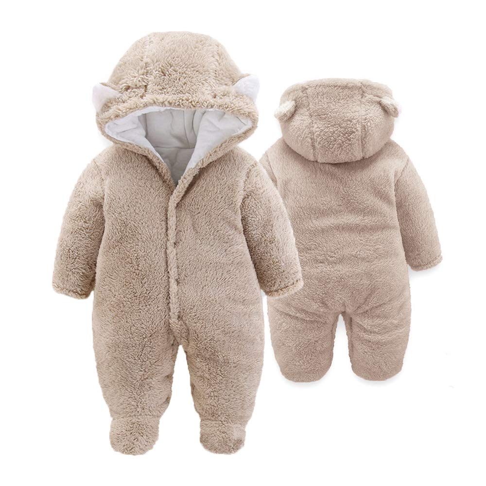 XMWEALTHY Unisex Baby Clothes Winter Coats Cute Newborn Infant Jumpsuit Snowsuit Bodysuits Baby Gifts Girl Boy Khaki M