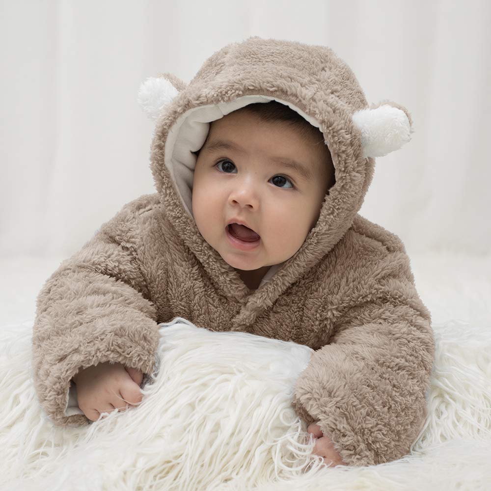 XMWEALTHY Unisex Baby Clothes Winter Coats Cute Newborn Infant Jumpsuit Snowsuit Bodysuits Baby Gifts Girl Boy Khaki M