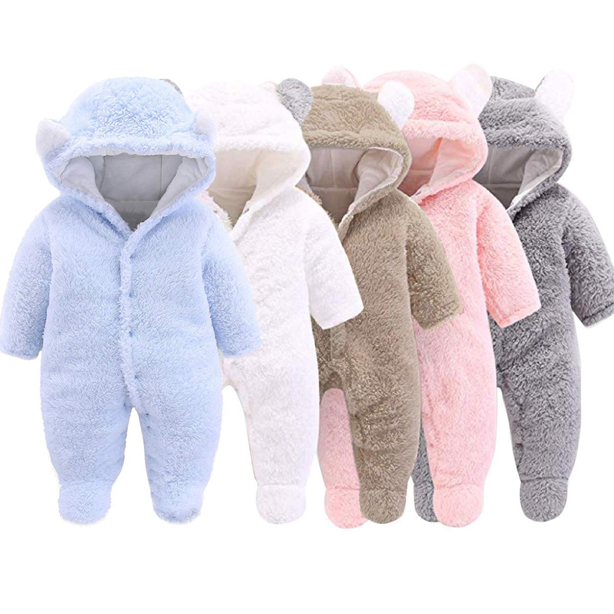 XMWEALTHY Unisex Baby Clothes Winter Coats Cute Newborn Infant Jumpsuit Snowsuit Bodysuits Baby Gifts Girl Boy Khaki M