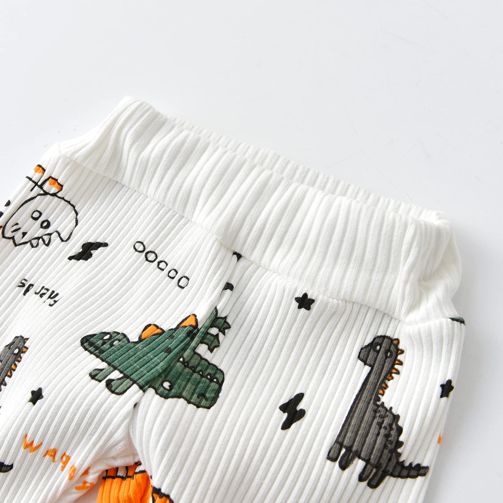 Siracend Newborn Infant Baby Boy Clothes Outfits Dinosaur Pattern Long Sleeve Romper + Pants + Hat Clothing 3 PCS (Newborn) White