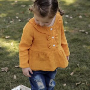 18 Months Girl Clothes Toddler Baby Girl Outfits Fall Long Sleeve Top Ripped Jeans Set Winter Baby Girl Clothes 18-24 Months Yellow