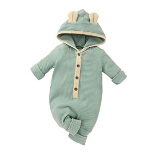 thorn tree newborn baby girl boy long sleeve clothes set winter fall suit (green, 3-6 months)