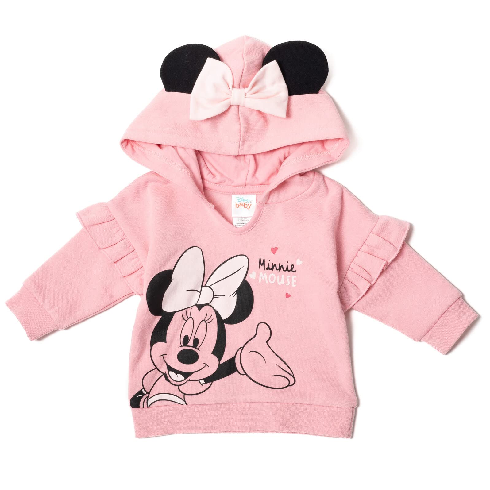 Disney Minnie Mouse Newborn Baby Boy or Girl 3 Piece Outfit Set: Pants Bodysuit Hoodie Grey/Pink 3-6 Months