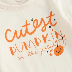 My First Halloween Newborn Infant Baby Boy Clothes Halloween Outfits Pumpkin Romper Bodysuits (Apricot, 0-3 Months)