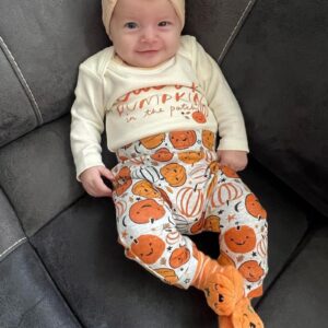 My First Halloween Newborn Infant Baby Boy Clothes Halloween Outfits Pumpkin Romper Bodysuits (Apricot, 0-3 Months)