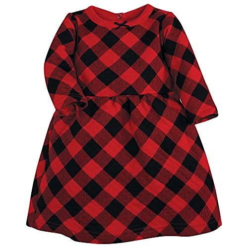 Hudson Baby Baby Girls' Quilted Cotton Dress and Leggings, Buffalo Plaid, 6-9 Months