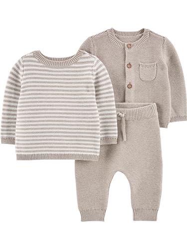 Simple Joys by Carter's Baby 3-Piece Sweater Set, Cozy Heather, 6-9 Months